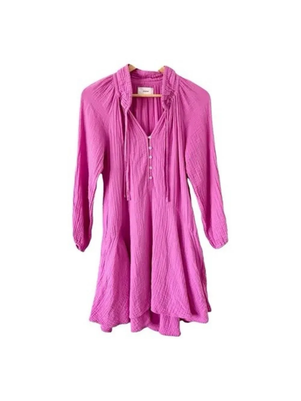 Xirena Lola Swing Pockets High Low Hem Rosebud Waffle Cotton Dress XS USA